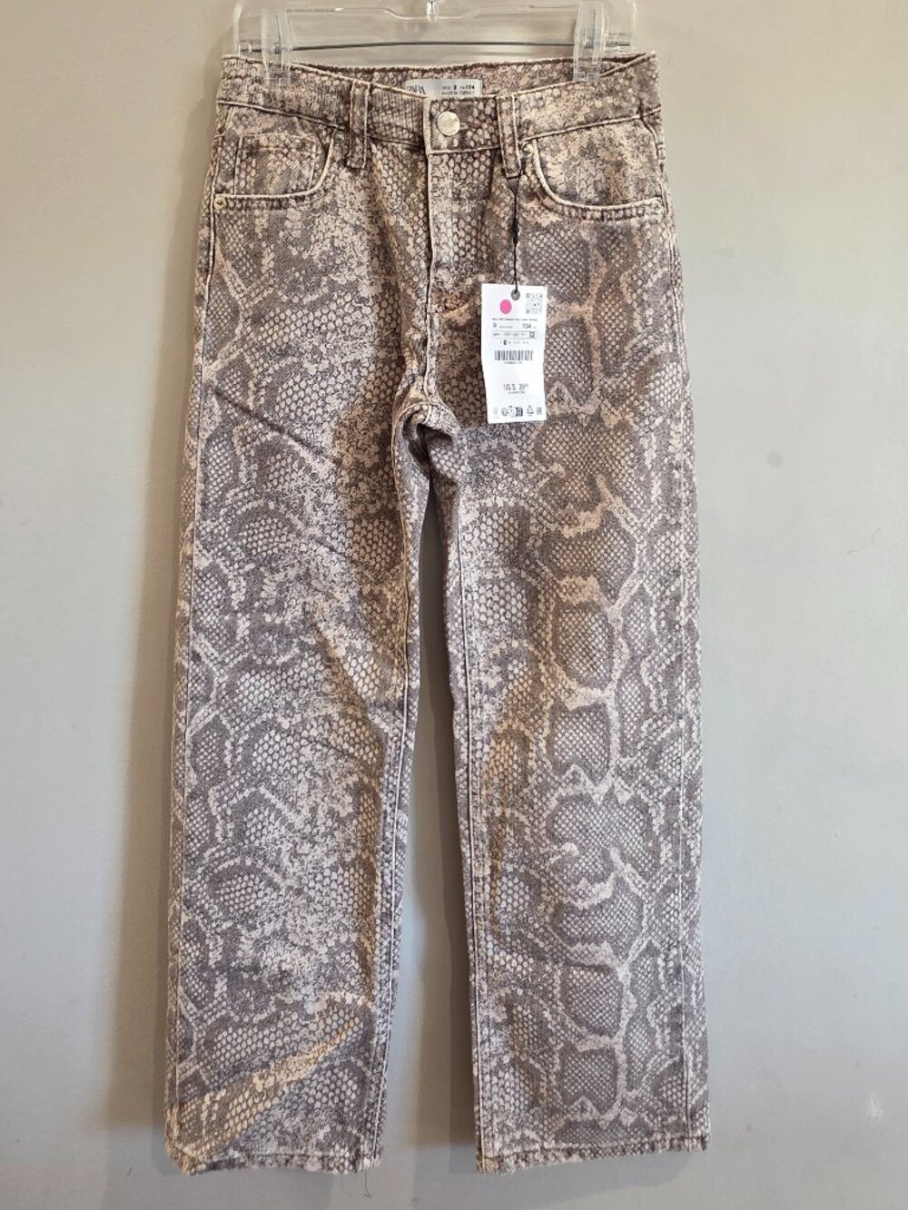 Zara Kids Snake Print Straight Leg Jeans NWT Size 9 / 134 cm